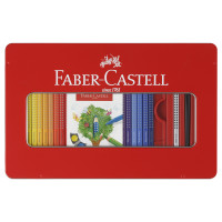 Карандаши цветные Faber-Castell "Grip", 48цв., трехгран., заточ.+ч/г кар. Grip+точилка+кисть, метал. коробка, 286597