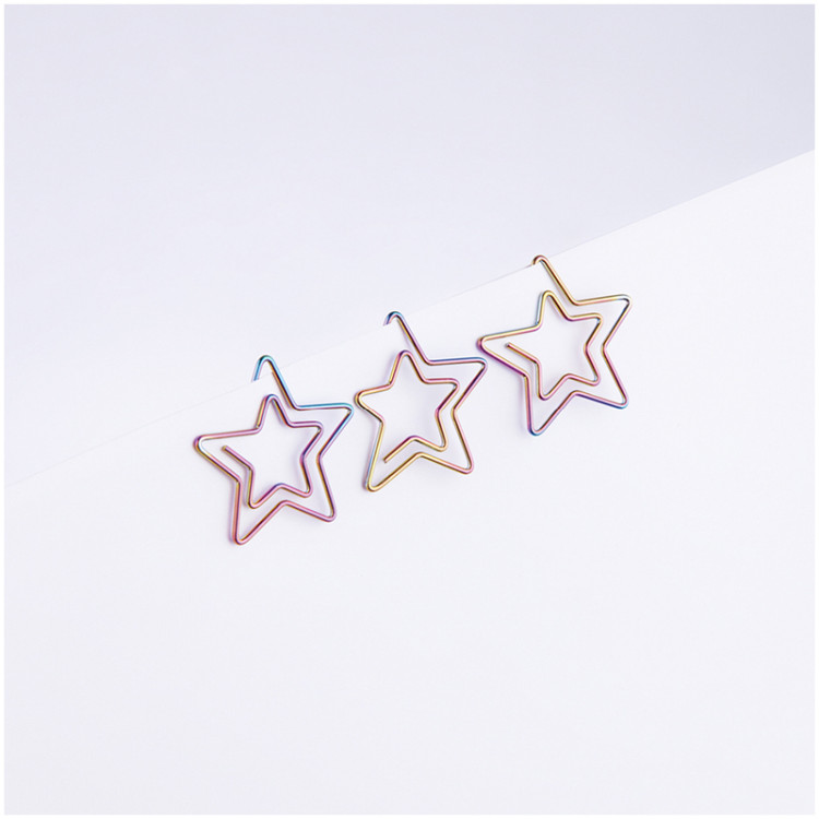 Скрепки фигурные 25мм, Meshu "Stars", 6шт., пакет с европодвесом, 328215