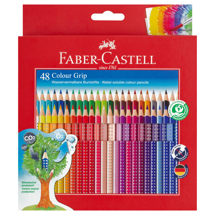 Карандаши цветные Faber-Castell "Grip", 48цв., трехгран., заточен., картон., европодвес, 290331