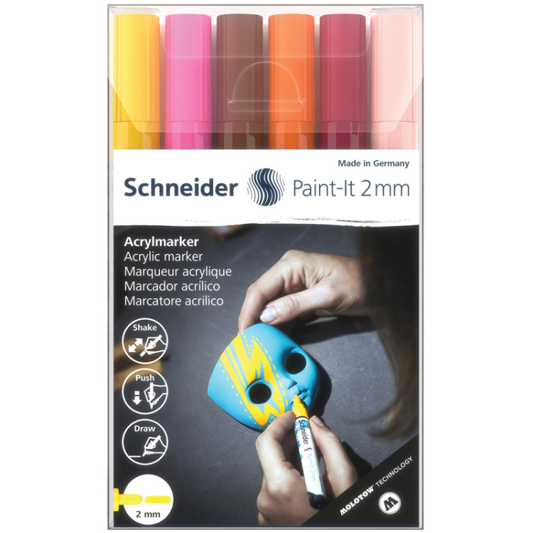 Набор маркеров акриловых Schneider "Paint-it 310", 2мм, ассорти, 6шт., 320064 Набор маркеров акриловых Schneider "Paint-it 310", 2мм, ассорти, 6шт., 320064