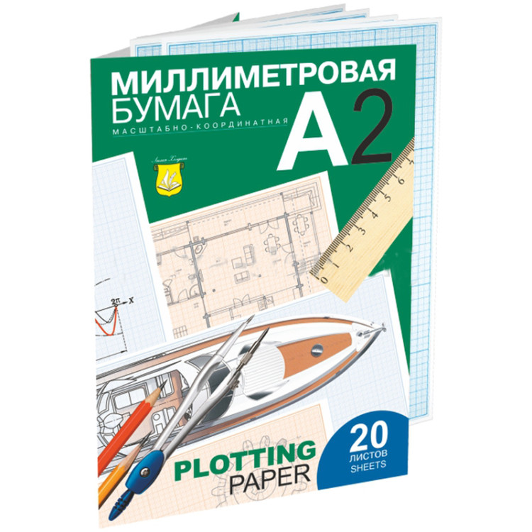 Бумага масштабно-координатная Лилия Холдинг, А2 20л., голубая, в папке, 297304 Бумага масштабно-координатная Лилия Холдинг, А2 20л., голубая, в папке, 297304