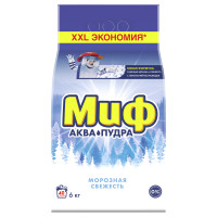 Порошок для машинной стирки Миф 3в1 Аквапудра Морозная Свежесть , 6кг, 262439 Порошок для машинной стирки Миф 3в1 Аквапудра Морозная Свежесть , 6кг, 262439