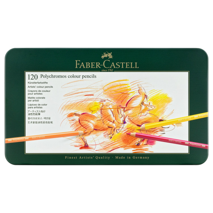 Карандаши цветные художественные Faber-Castell "Polychromos", 120цв., заточен., метал. коробка, 285920 Карандаши цветные художественные Faber-Castell "Polychromos", 120цв., заточен., метал. коробка, 285920