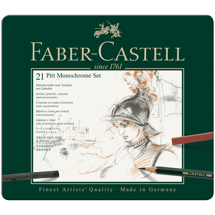Набор художественных изделий Faber-Castell "Pitt Monochrome", 21 предмет, метал. коробка, 285944 Набор художественных изделий Faber-Castell "Pitt Monochrome", 21 предмет, метал. коробка, 285944