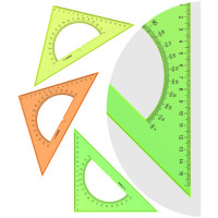 Треугольник 45°, 16см СТАММ, пластиковый, с транспортиром, прозрачный, неоновые цвета, ассорти, 324006 Треугольник 45°, 16см СТАММ, пластиковый, с транспортиром, прозрачный, неоновые цвета, ассорти, 324006