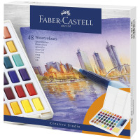 Акварель художественная Faber-Castell "Watercolours", 48цв., кюветы, + кисть "Water Brush"+ съемная палитра, пластиковая упаковка, 343416 Акварель художественная Faber-Castell "Watercolours", 48цв., кюветы, + кисть "Water Brush"+ съемная палитра, пластиковая упаковка, 343416
