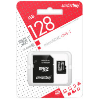 Карта памяти SmartBuy MicroSDXC 128GB UHS-1, Class 10, скорость чтения 90Мб/сек (с адаптером SD), 285823 Карта памяти SmartBuy MicroSDXC 128GB UHS-1, Class 10, скорость чтения 90Мб/сек (с адаптером SD), 285823