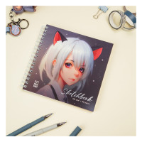 Скетчбук 60л., 150*150 MESHU "Neko", на гребне, выб. лак, soft-touch, 120г/м2, 357279