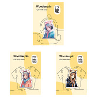 Набор деревянных значков MESHU "Girls with ears", каширование, 3шт., 360471 Набор деревянных значков MESHU "Girls with ears", каширование, 3шт., 360471