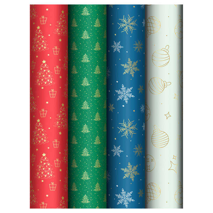 Упаковочная бумага глянц. 70*100см, MESHU "Winter pattern", 80г/м2, ассорти 4 дизайна, 383278