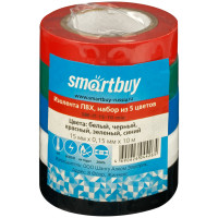 Изолента Smartbuy, 15мм*10м, 150мкм, набор из 5 цветов, 291551 Изолента Smartbuy, 15мм*10м, 150мкм, набор из 5 цветов, 291551