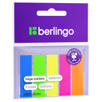 Флажки-закладки Berlingo "Ultra Sticky", 44*12мм, 25л*5 неоновых цветов, европодвес, 305412