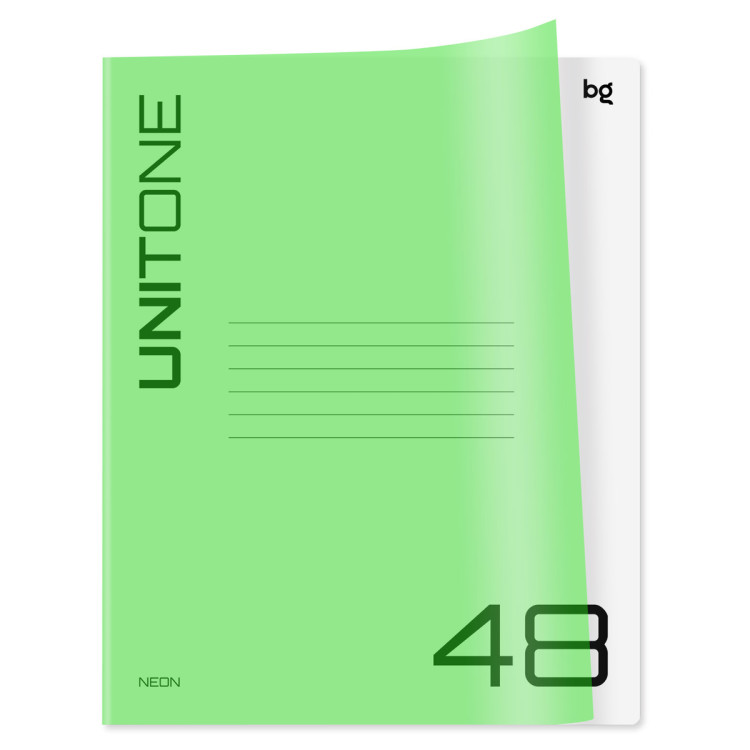 Тетрадь 48л. клетка BG "UniTone. Neon", пластиковая обложка, неон салатовый, 12 штук, 359081