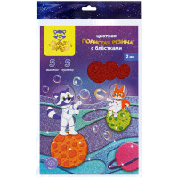 Цветная пористая резина (пенка EVA) Мульти-Пульти, А4, 5л., 5цв., 2мм,с блестками, ассорти, 284707