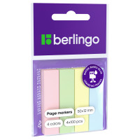 Флажки-закладки Berlingo 12*50мм, 100л*4 пастельных цвета, европодвес, 254410