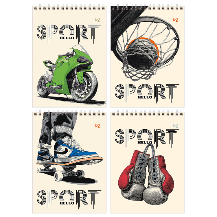 Блокнот А5 40л. на гребне BG "Hello sport", 16 штук, 384168 Блокнот А5 40л. на гребне BG "Hello sport", 16 штук, 384168