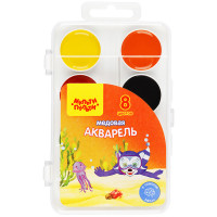 Акварель Мульти-Пульти "Енот в Красном море", медовая, 08 цветов, без кисти, пластик, европодвес, 240038