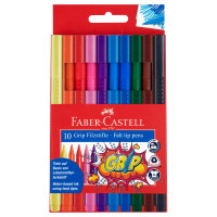 Фломастеры Faber-Castell "Grip", 10цв., трехгранные, смываемые, пластик. уп., европодвес, 286202 Фломастеры Faber-Castell "Grip", 10цв., трехгранные, смываемые, пластик. уп., европодвес, 286202