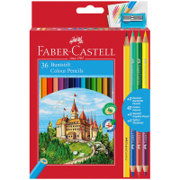 Карандаши цветные Faber-Castell "Замок", 36цв., шестигр., заточ.+6цв.+ч/г кар.+точилка, картон, европодвес, 286236