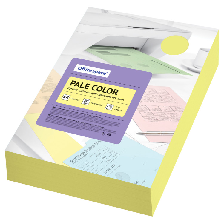 Бумага цветная OfficeSpace "Pale Color", А4, 80г/м?, 500л., (желтый), 356859 Бумага цветная OfficeSpace "Pale Color", А4, 80г/м?, 500л., (желтый), 356859