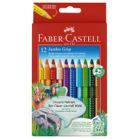 Карандаши цветные Faber-Castell "Jumbo Grip", 12цв., трехгран., утолщен., заточен., картон, европодв, 286233
