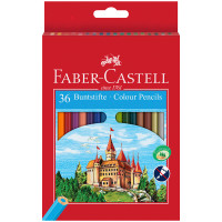 Карандаши цветные Faber-Castell "Замок", 36цв., шестигр., заточ.+точилка, картон, европодвес, 286243