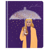 Дневник 1-11 кл. 48л. (твердый) Greenwich Line "Star rain", иск. кожа, УФ-печать, аппликация с наполнением, тисн. фольгой, тон. блок, ляссе, 348128