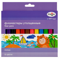 Фломастеры Гамма "Малыш", 12цв., утолщенные, смываемые, картон. упак., европодвес, 356546 Фломастеры Гамма "Малыш", 12цв., утолщенные, смываемые, картон. упак., европодвес, 356546
