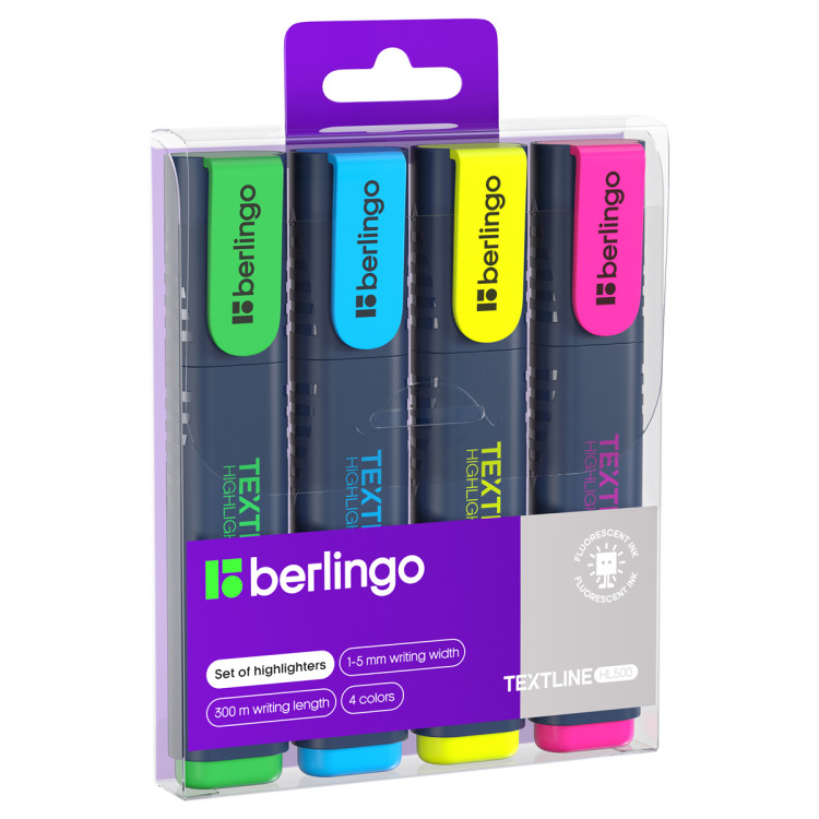 Набор текстовыделителей Berlingo "Textline HL500" 04цв., 1-5мм, европодвес, 241043 Набор текстовыделителей Berlingo "Textline HL500" 04цв., 1-5мм, европодвес, 241043