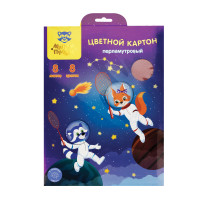 Картон цветной А4, Мульти-Пульти, 8л., 8цв., перламутровый, в папке, "Енот в космосе", 337295 Картон цветной А4, Мульти-Пульти, 8л., 8цв., перламутровый, в папке, "Енот в космосе", 337295