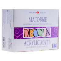 Краски акриловые Decola, 12 цветов, матовые, 20мл, картон, 390585 Краски акриловые Decola, 12 цветов, матовые, 20мл, картон, 390585