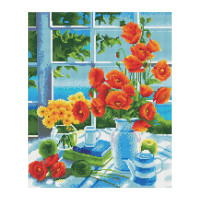 Алмазная мозаика ТРИ СОВЫ "Натюрморт с маками", 40*50см, холст, картонная коробка с пластиковой ручкой, 344307 Алмазная мозаика ТРИ СОВЫ "Натюрморт с маками", 40*50см, холст, картонная коробка с пластиковой ручкой, 344307