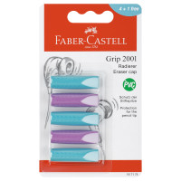 Набор ластиков-колпачков Faber-Castell "Grip 2001" 5шт., трехгранные, бирюза-сирень, 90*15*15мм, блистер, 375104 Набор ластиков-колпачков Faber-Castell "Grip 2001" 5шт., трехгранные, бирюза-сирень, 90*15*15мм, блистер, 375104