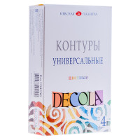 Контуры акриловые универсальные Decola, 04 цвета, 18мл, картон, 390587 Контуры акриловые универсальные Decola, 04 цвета, 18мл, картон, 390587