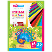 Цветная бумага газетная А4, ArtSpace, двустор., 32л., 16цв., "Павлин", 291733 Цветная бумага газетная А4, ArtSpace, двустор., 32л., 16цв., "Павлин", 291733