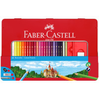 Карандаши цветные Faber-Castell "Замок", 48цв., трехгран., заточ.+2ч/г кар. Grip+ластик+точилка, метал. коробка, 286631