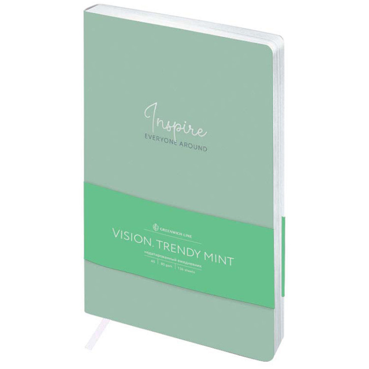 Ежедневник недатир. А5, 136л., кожзам, Greenwich Line "Vision. Trendy mint", тон. блок, срез фольга, 325297 Ежедневник недатир. А5, 136л., кожзам, Greenwich Line "Vision. Trendy mint", тон. блок, срез фольга, 325297