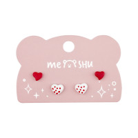 Серьги MESHU "Hearts", бижутерия, 2 пары, европодвес, 3 штук, 369274