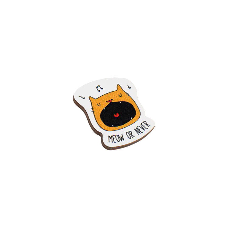 Значок деревянный MESHU "Meow", прямая УФ-печать, 2,9*3,4см, 339553 Значок деревянный MESHU "Meow", прямая УФ-печать, 2,9*3,4см, 339553