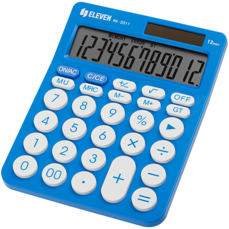 Калькулятор настольный Eleven RK-2311-BL, 12 разрядов, двойное питание, 143*192*26мм, голубой, 365639 Калькулятор настольный Eleven RK-2311-BL, 12 разрядов, двойное питание, 143*192*26мм, голубой, 365639