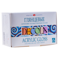 Краски акриловые Decola, 06 цветов, глянцевые, 20мл, картон, 390589 Краски акриловые Decola, 06 цветов, глянцевые, 20мл, картон, 390589