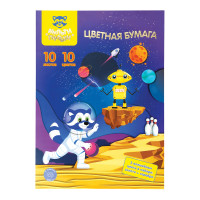 Цветная бумага офсетная А4, Мульти-Пульти, 10л., 10цв., в папке, "Енот в космосе. Волшебная", 298147 Цветная бумага офсетная А4, Мульти-Пульти, 10л., 10цв., в папке, "Енот в космосе. Волшебная", 298147