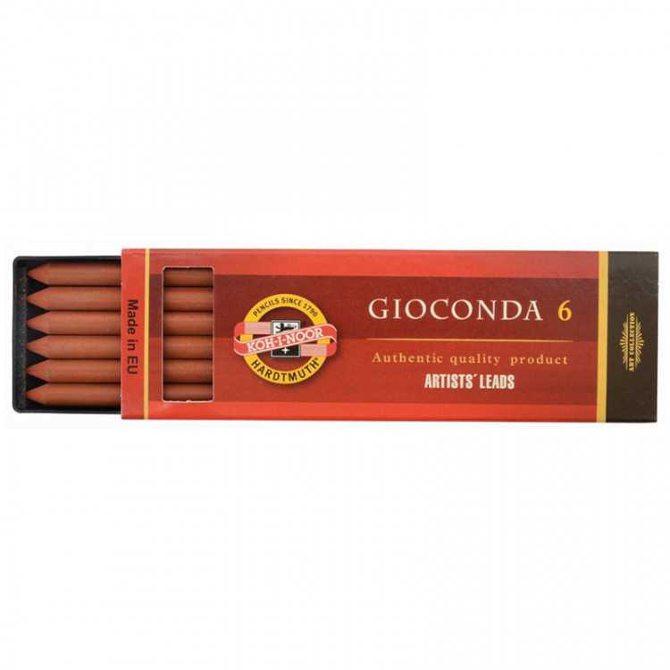 Сангина Koh-I-Noor "Gioconda", коричневая красная, стержень, 5,6мм, 6шт., пластик короб, 298322 Сангина Koh-I-Noor "Gioconda", коричневая красная, стержень, 5,6мм, 6шт., пластик короб, 298322