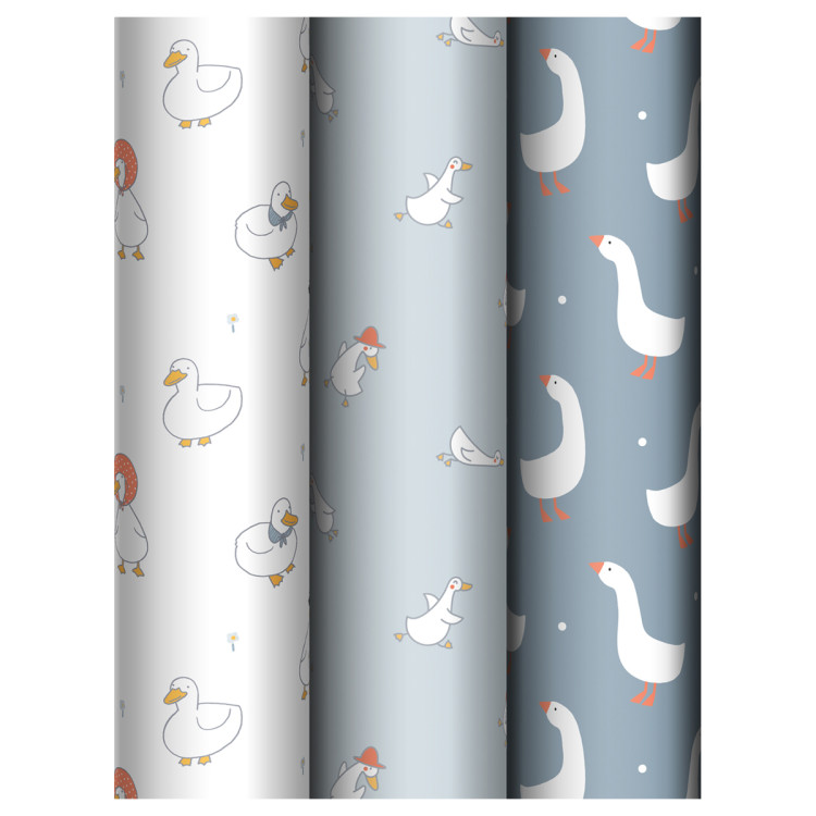 Упаковочная бумага глянц. 70*100см, MESHU "Goose set", 80г/м2, ассорти 3 дизайна, 383308