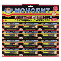 Клей Aviora "Монолит-гель", 3г, 12 штук, 260585 Клей Aviora "Монолит-гель", 3г, 12 штук, 260585