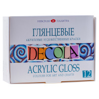 Краски акриловые Decola, 12 цветов, глянцевые, 20мл, картон, 390590 Краски акриловые Decola, 12 цветов, глянцевые, 20мл, картон, 390590