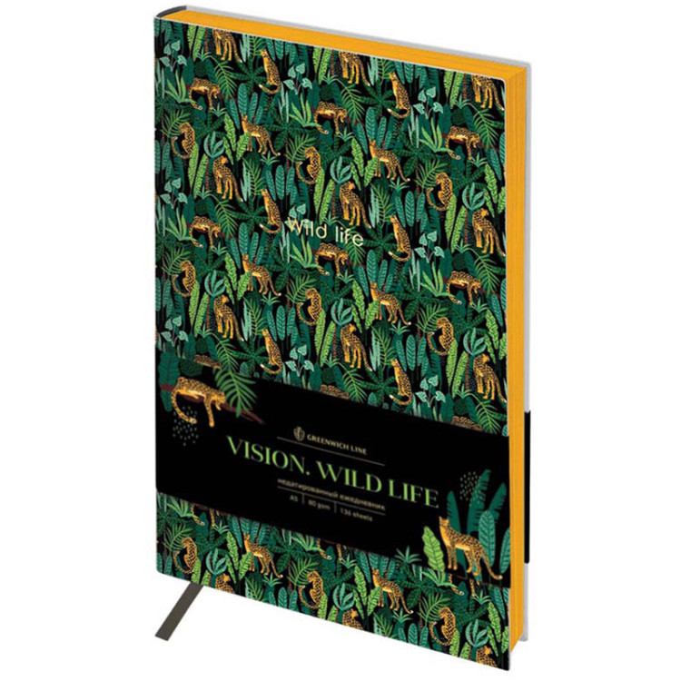 Ежедневник недатир. А5, 136л., кожзам, Greenwich Line "Vision. Wild life", тон. блок, цветной срез, 325288 Ежедневник недатир. А5, 136л., кожзам, Greenwich Line "Vision. Wild life", тон. блок, цветной срез, 325288