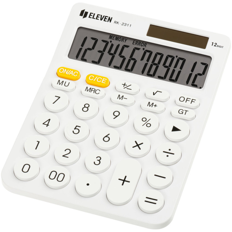 Калькулятор настольный Eleven RK-2311-WH, 12 разрядов, двойное питание, 143*192*26мм, белый, 365641 Калькулятор настольный Eleven RK-2311-WH, 12 разрядов, двойное питание, 143*192*26мм, белый, 365641