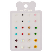 Серьги MESHU "Rhinestones", бижутерия, 12 пар, европодвес, 5 штук, 369277