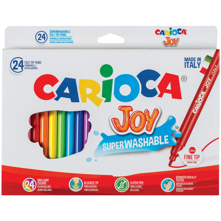 Фломастеры Carioca "Joy", 24цв., смываемые, картон, европодвес, 071561 Фломастеры Carioca "Joy", 24цв., смываемые, картон, европодвес, 071561